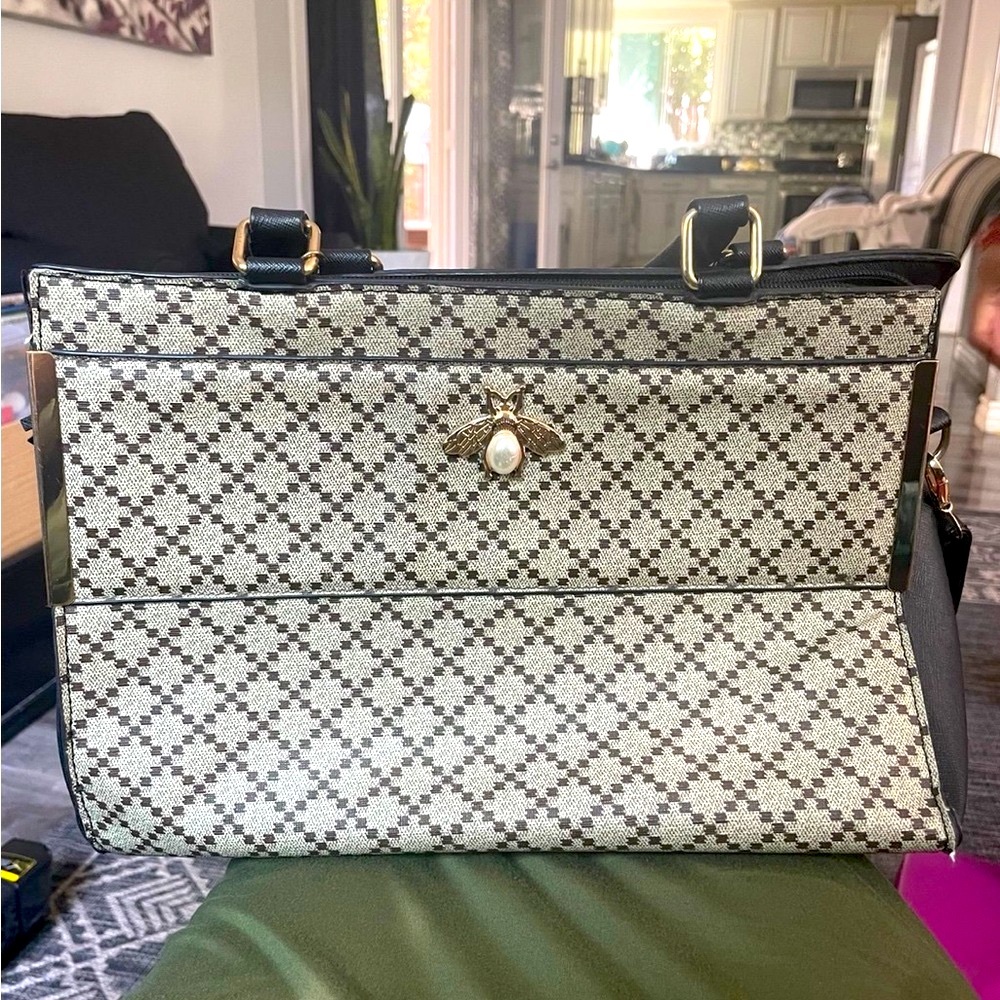 Elegant Black and Cream Designer Tote Bag